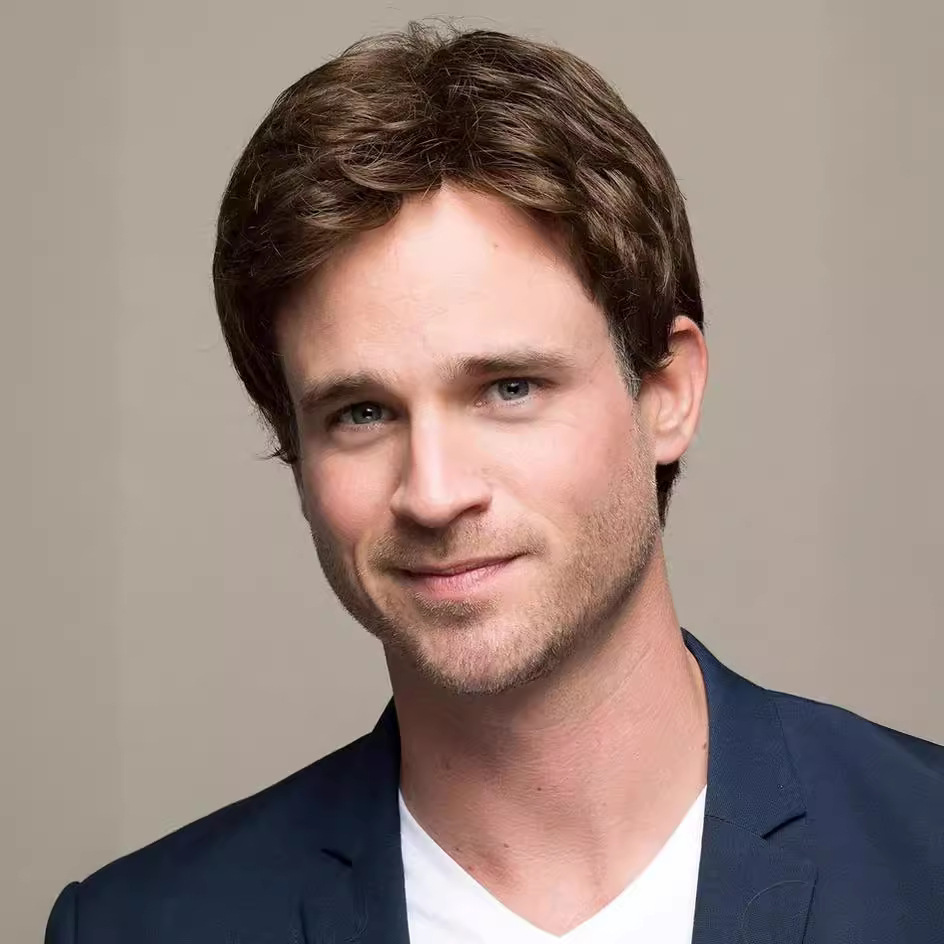 Парик для мужчин короткие волосы с челкой частично коричневый парик первой генерации