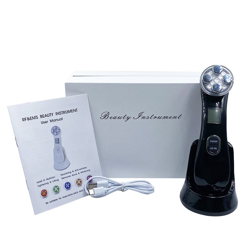 Cross-Border Beauty Instrument Electroporation Anti-Wrinkle Led Colored Light Skin Rejuvenation Lifting and Firming Ems Microcurrent Introduction Device Gift