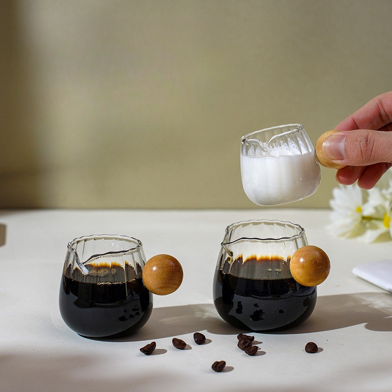 Espresso Latte Coffee Milk Pot Extract Measuring Cup High Temperature Resistant Italian Coffee Small Milk Pot Round Handle Milk Pot Coffee Pot