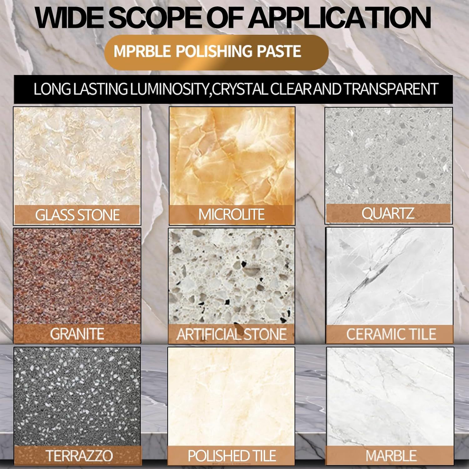 Marble Polishing Paste Kitchen Quartz Countertop Scratch Cleaning Tile Decontamination Brightening Care Crystal Powder