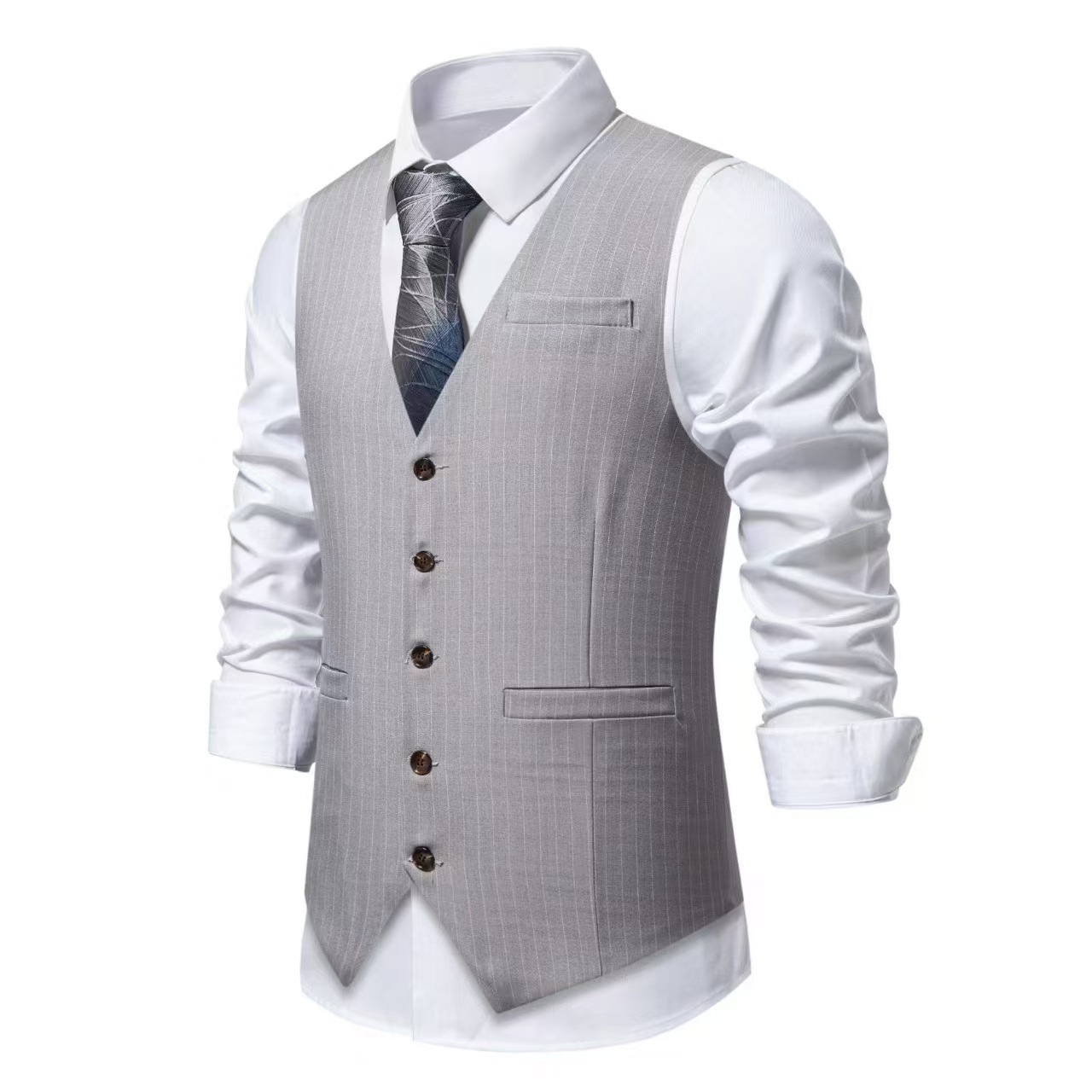 Cross-border European-size Men's Suit Vest Men's British Striped Vest Best Man's Dress Work Clothes Business Wear Men's Vest