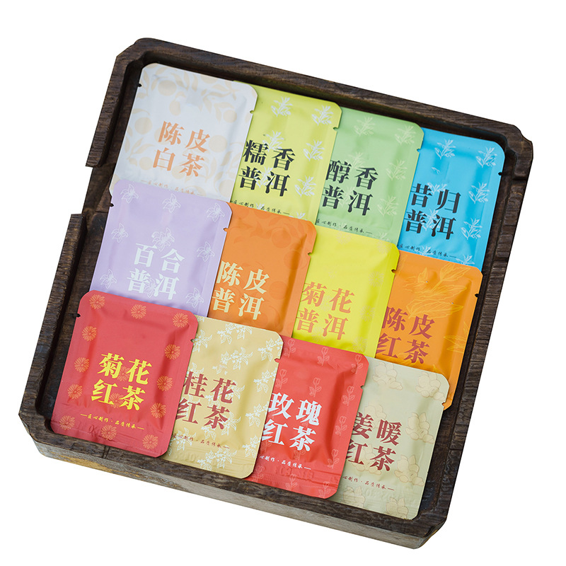 New Pu'er small square piece bag tea tangerine peel white tea rose Pu'er osmanthus Black Tea 12 flavor Internet celebrity daily tea