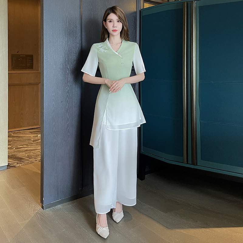 New Classy Beautician Work Clothes Foot Bath Ear Picking Technician Health Club Beauty Salon Work Clothes Set 1526