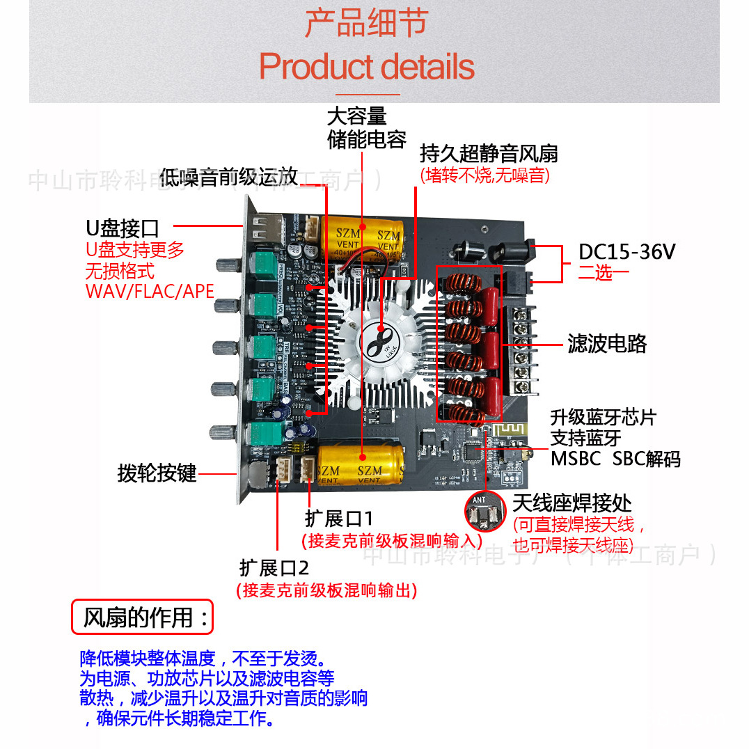 Ht21 Bluetooth Amplifier Board Module High-Power Audio 2.1 Channel Subwoofer Fever-Grade Finished Product Cross-Border Supply