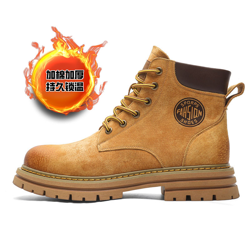 2360 British Martin Boots Men's Autumn and Winter cotton and thickening Winter Boots Vintage Genuine Leather All-match Platform Men's Boots