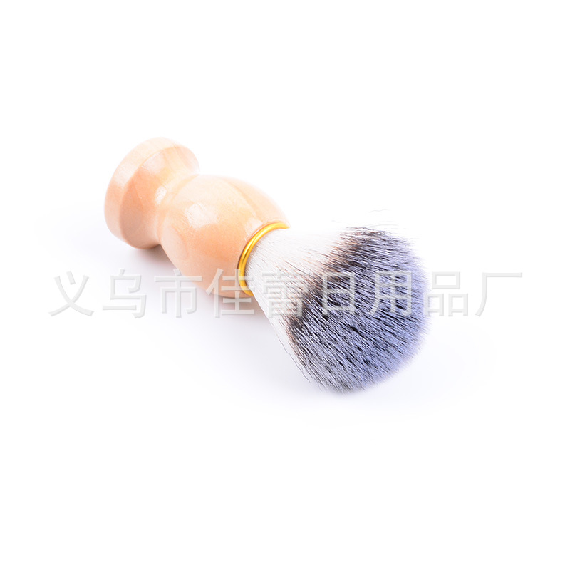 Soft Hair Beard Brush Nylon Hair Beard Brush Household Portable Men's Cleansing Brush Pig Mane Imitation Badger Hair Wooden Handle Shaving Brush