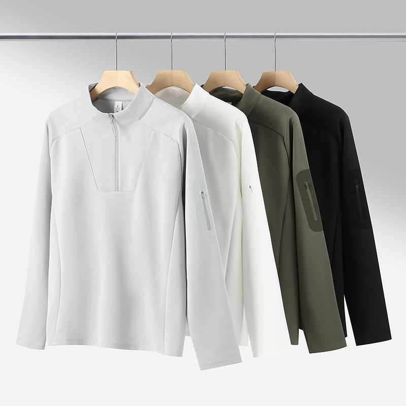 Diesel Alternative Autumn Half-Zip Sports Sweatshirt Men's Fitness Outdoor Urban Functional Taped Long-Sleeved T-Shirt