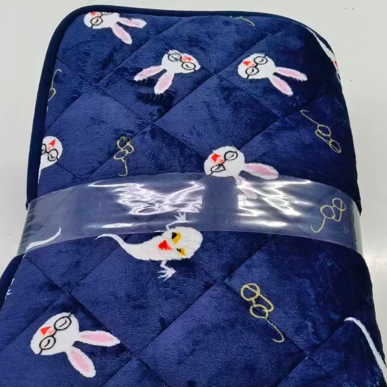 2025 New Cartoon Printed Milk Velvet Winter Warm Mattress Protector Nap Mat