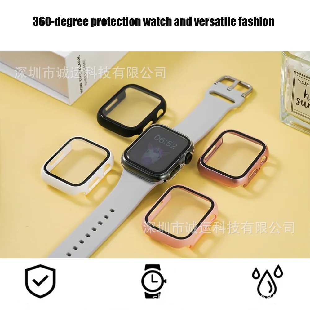 Suitable for Apple Watch Case, Anti-Fall Pc Spray-Coated Tempered Film Integrated iWatch 11 Protective Case