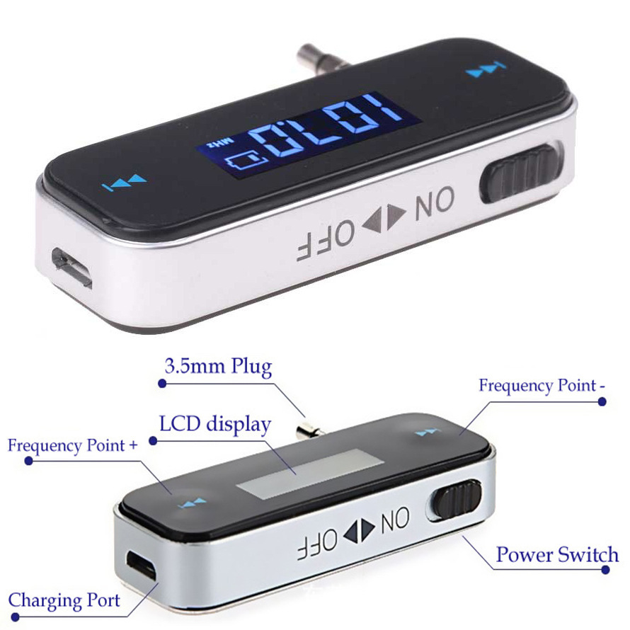 Car fm transmitter t01 factory direct mobile phone audio transmitter 3.5mm wireless FM transmitter