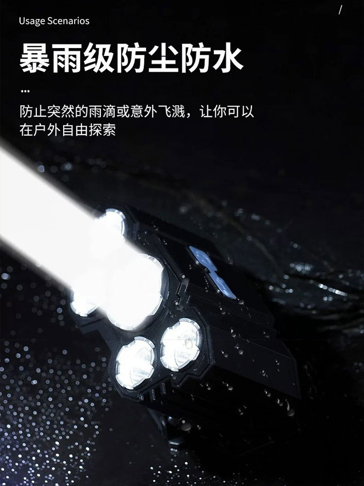 5Led Strong Light Headlight Rechargeable Ultra-Bright Head-Mounted Flashlight Outdoor Cycling Portable Lighting Waterproof Fishing Headlight