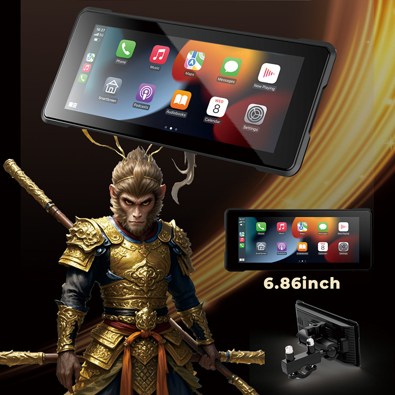 6.86inch Motorcycle Driving Recorder Front and Rear Dual Lens Wireless Carplay Night Vision Waterproof