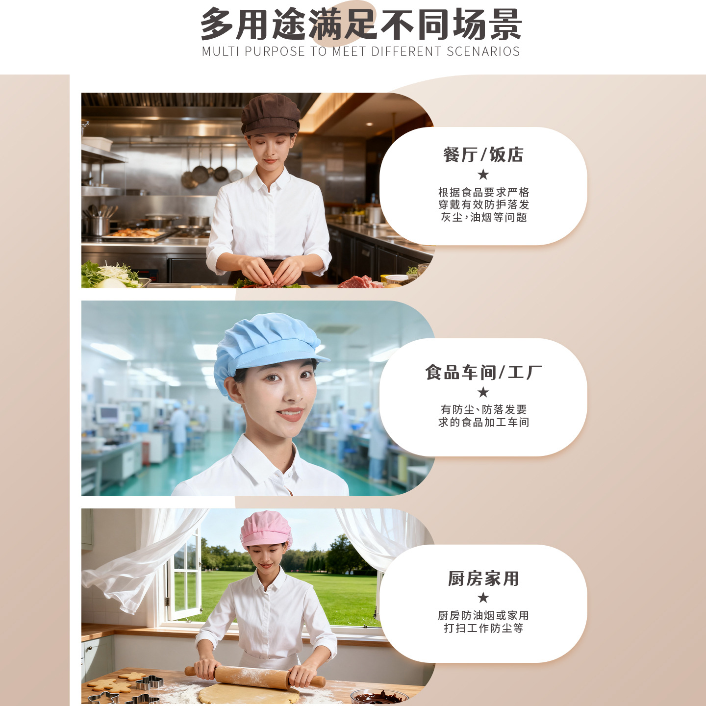 Factory Workshop Work Cap, Catering Kitchen Chef Hat, Waiter Hygiene Food Dust-Proof Cap, Men's Anti-Hair Loss, Women's