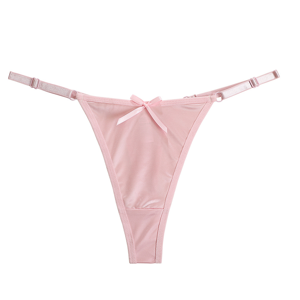 Luxury Satin Adjustable Belt Women's Underwear Low Waist Peach Hip Temptation G-string Women's Bow Sexy T-pants 994
