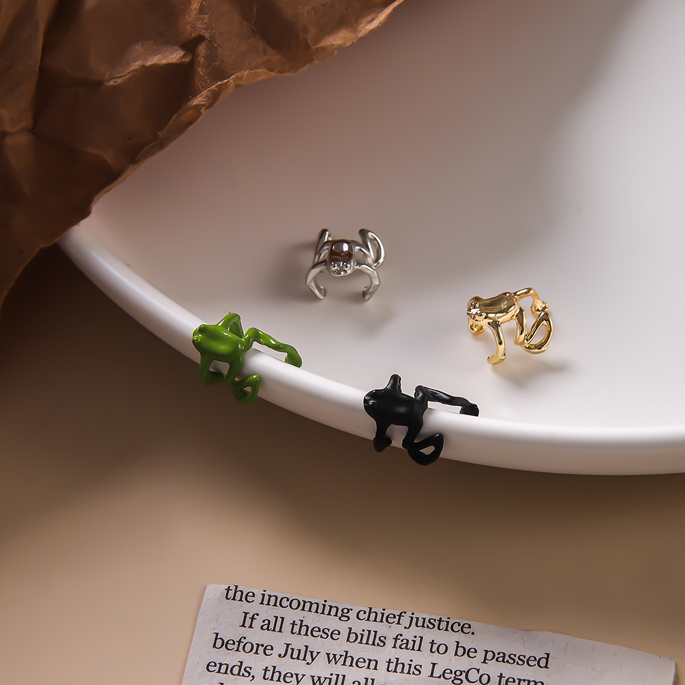 Foreign Trade Earrings, Unisex, Men and Women Can Wear Earrings Without Piercings, Punk Style Frog Earrings, Gothic Style Earrings