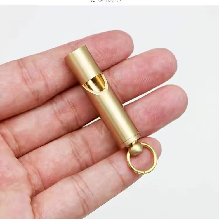 Brass Whistle Keychain Pure Copper Survival Whistle Outdoor Camping Training Whistle Keychain Pendant Brushed Washed Whistle
