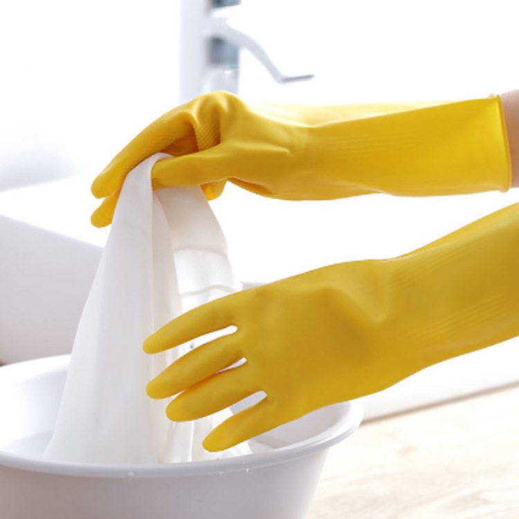 Household Kitchen Dishwashing Gloves Household Thin Durable Washing Clothes Waterproof Plastic Rubber Cleaning Anti-Slip Thickening
