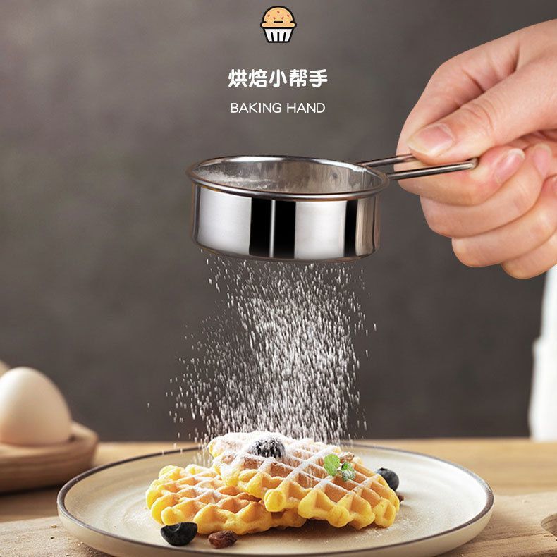 Mini Flour Sieve Cake Dessert 304 Stainless Steel Mesh Coffee Sugar Powder Cocoa Powder Spreader Baking Filter