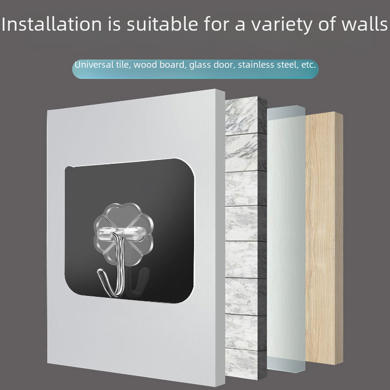 Transparent hook non-perforated sticky hook stall wholesale strong seamless hook plastic Creative Bathroom Kitchen hook