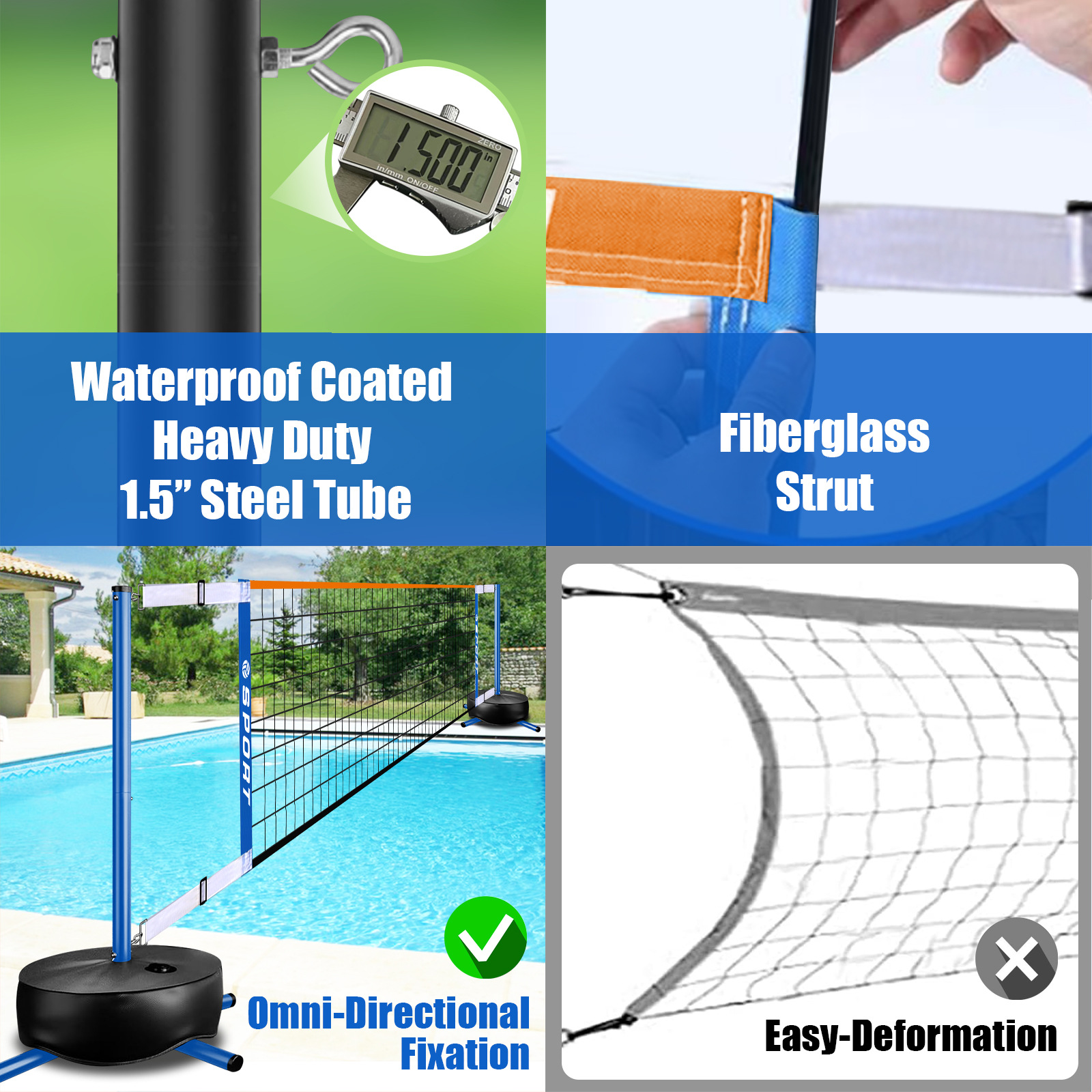 New outdoor indoor entertainment water volleyball net rack suit portable movable folding