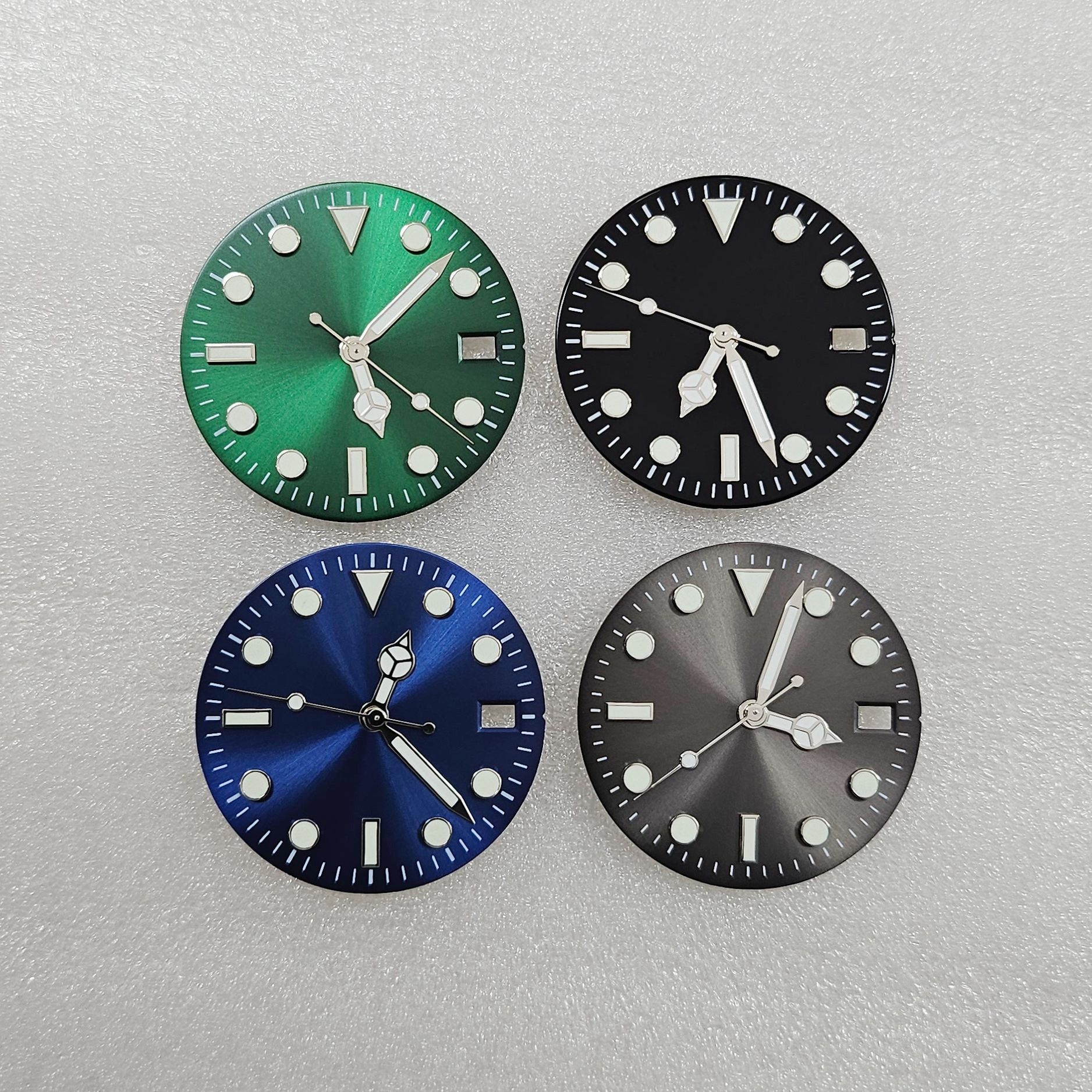 Аксессуары для часов без отметок 28.5мм циферблат солнечный узор зеленый светящийся подходит для NH35,NH36,4R36 механизма