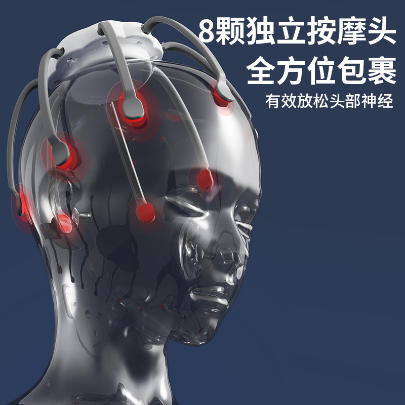Cross-Border Multifunctional Electric Head Massager Multi-Dimensional Intelligent Meridian Dredging Headache Decompression Relaxation Massager