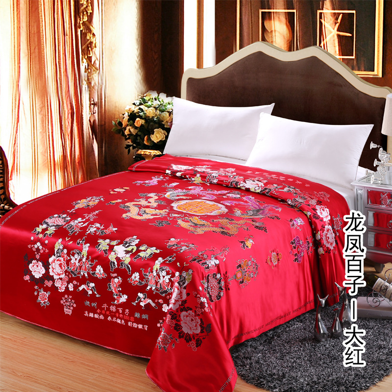 Hangzhou Silk Quilt Soft Satin Wedding Satin Quilt Wedding Colorful Brocade Quilt Face Hundred Zi Figure