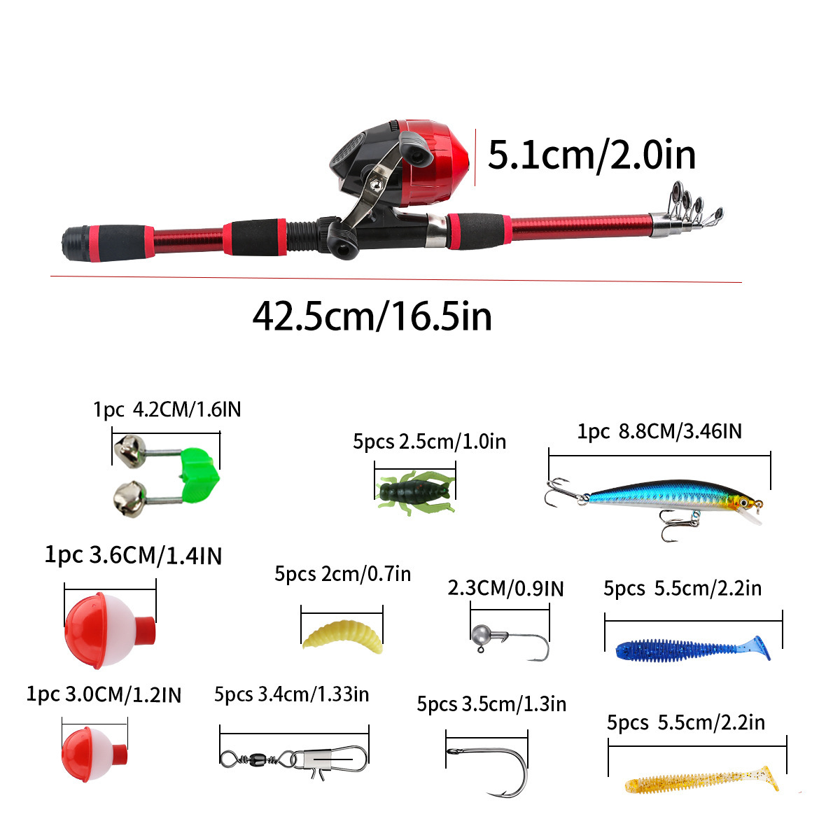 Cross-border children and teenagers outdoor fishing equipment fishing gear suit beginners fishing rod 1.8m factory wholesale