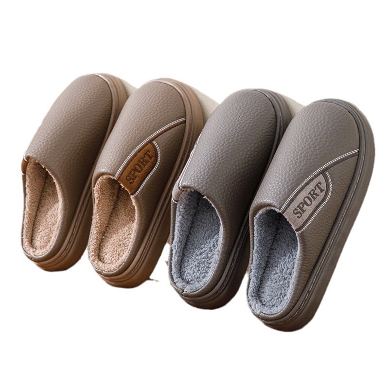 Winter New Cotton Slippers for Men, Extra Large Size, Furry, Indoor, Non-Slip, Warm, Thick-Soled, Fleece-Lined, Thickened for Men
