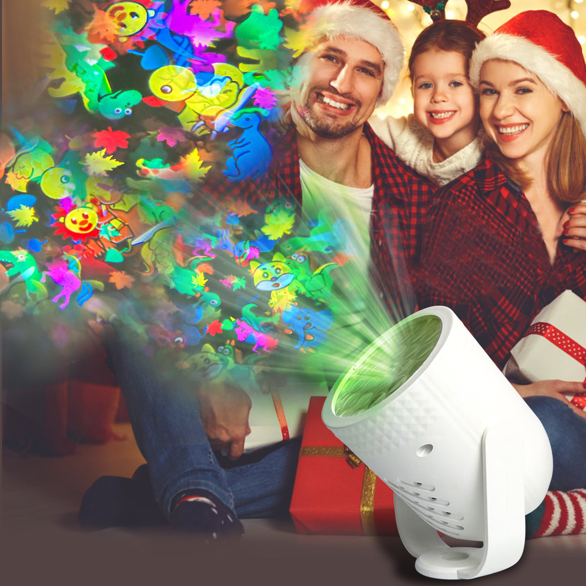 2025 New 16 Pictures Christmas Lights USB Projector Lamp Graffiti Christmas Indoor Children's Cartoon Pattern