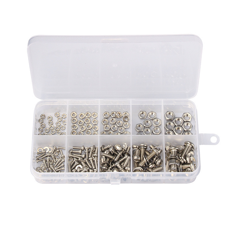 320Pcs Boxed Cross Round Head Bolt Nut Washer Combination Kit M2 M2.5 M3 M4 M5