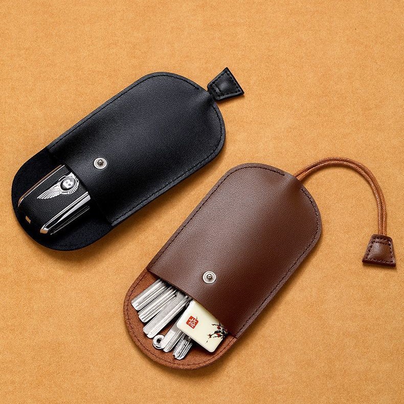 Soft Leather Multifunctional Key Bag Women's Pull-Out Key Bag Large Capacity Electric Car Key Protective Cover Storage Bag