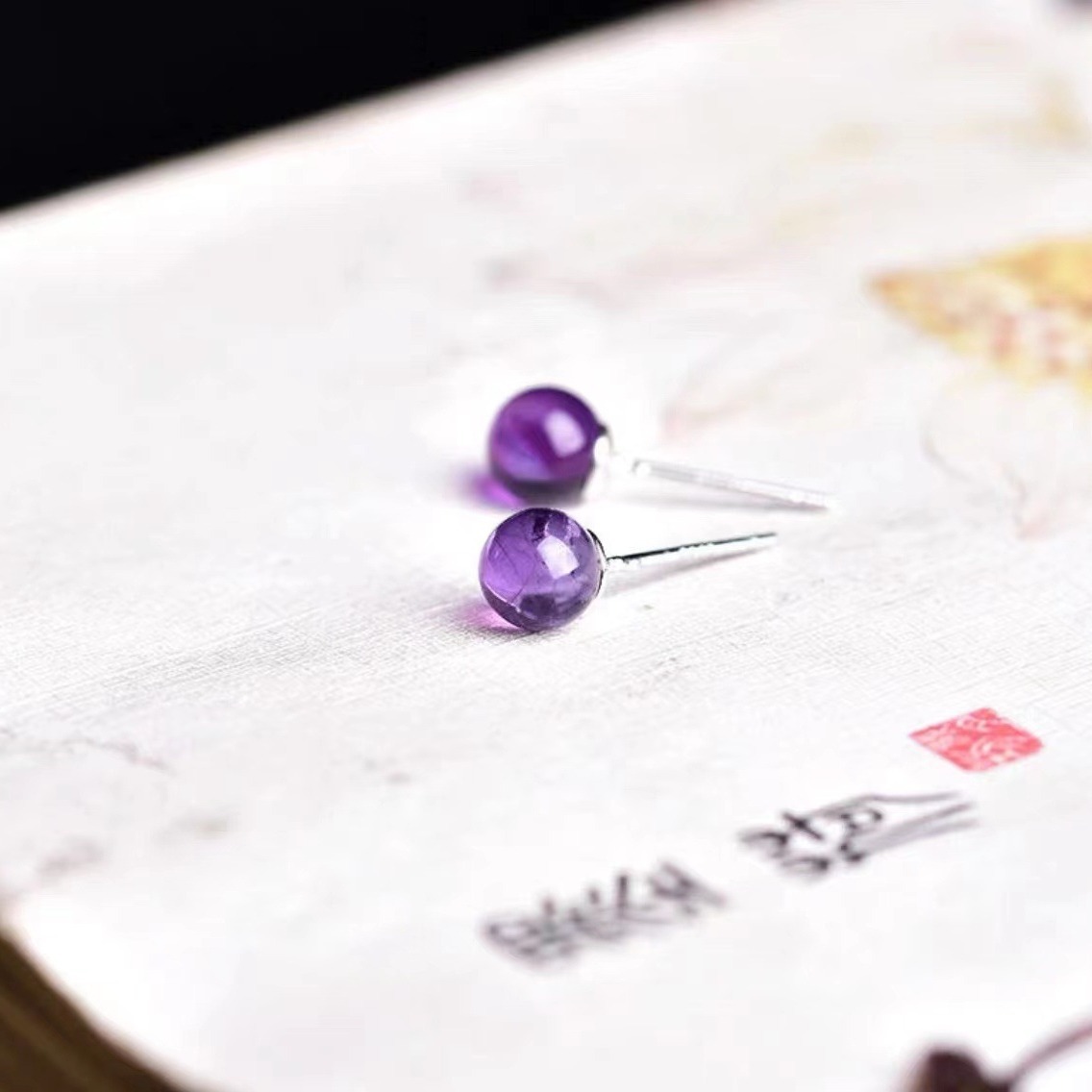 S925 Natural Amethyst Earrings with a High-End Feel, Agate Drop Earrings, National Style Jewelry for Women, Niche Jade Pure Silver National Trend Style