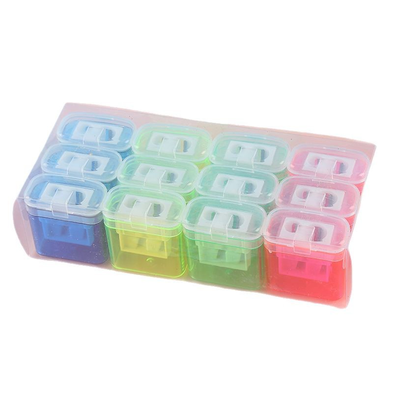 Back-To-School Season Double-Hole Pencil Sharpener with Lid for Primary School Students Special Pencil Small Plastic Manual Pencil Sharpener Factory Direct Sale