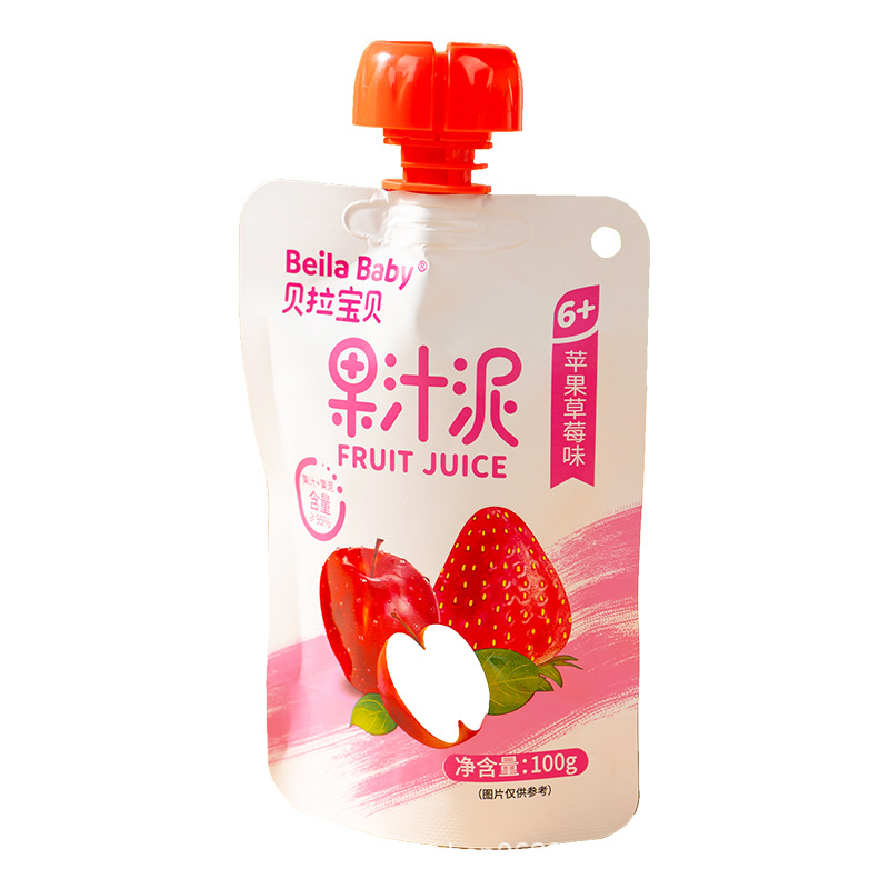 Bella Baby Children's Fruit Puree Mixed Juice Puree, Water-Absorbent, Mixable Flavors, 100g Squeeze Pouch, Portable Pack