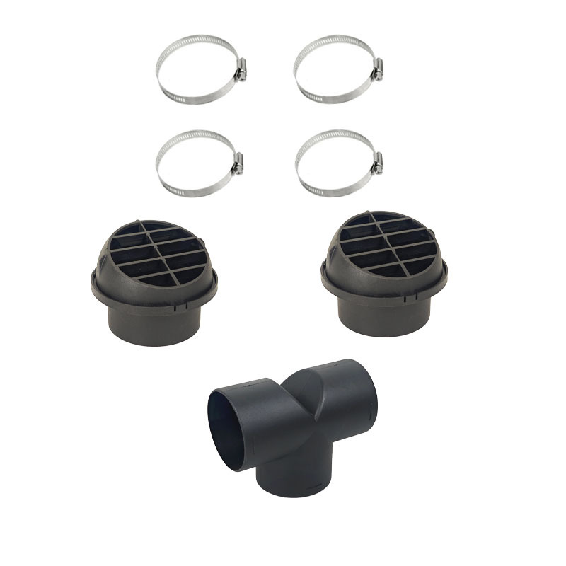 75mm diesel heater T 3 outlet connectors and 2 air outlets and 2 pipeline tubes warm black