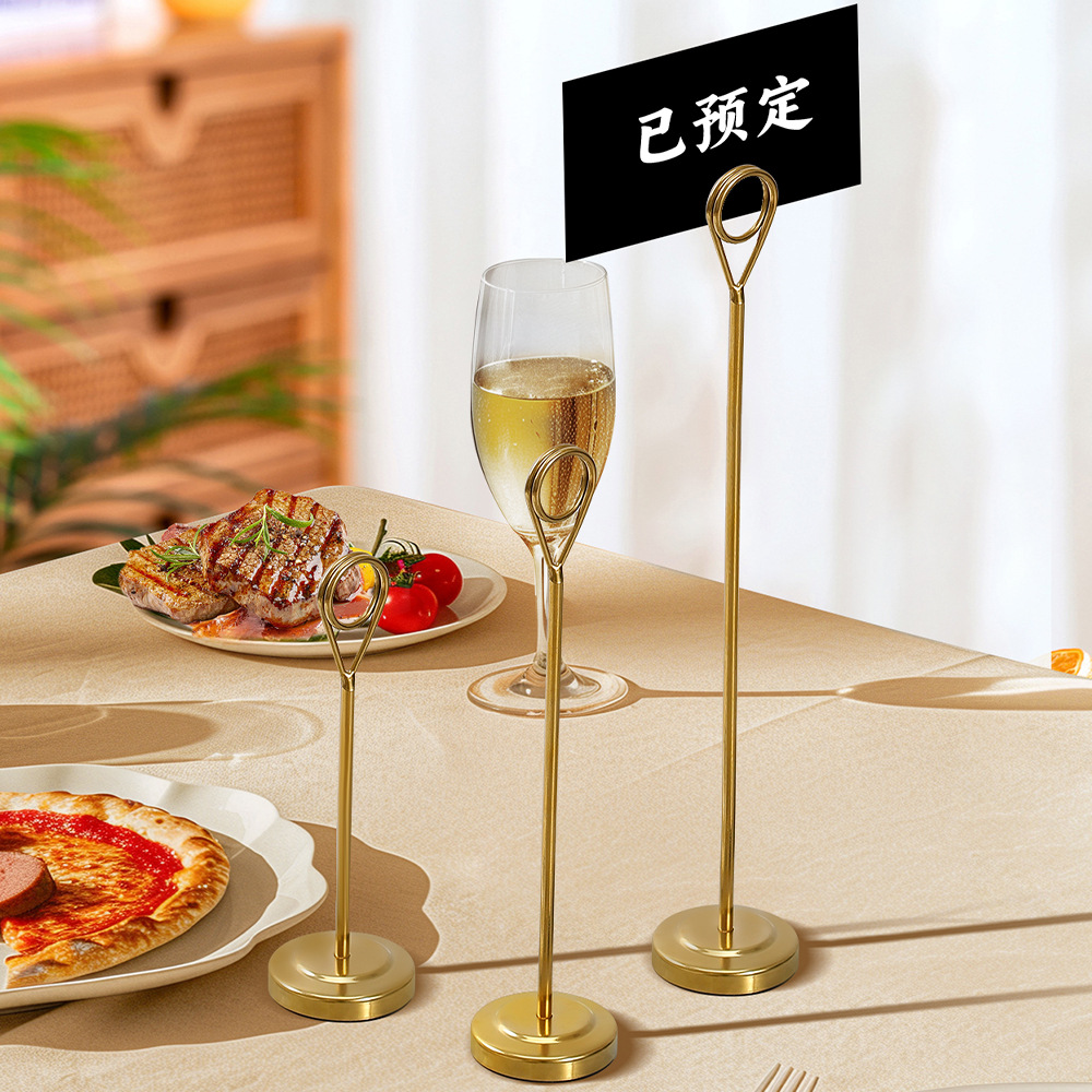 Stainless Steel Table Card Holder Dish Display Card Wedding Banquet Seat Card Wedding Table Card Table Number Plate Restaurant Desktop Stylish