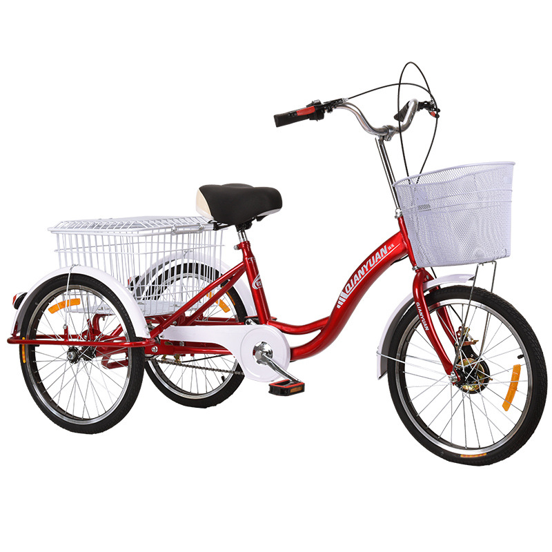 Factory direct supply for the elderly pedal tricycle pedal elderly walking self-pedal vegetable basket light adult tricycle