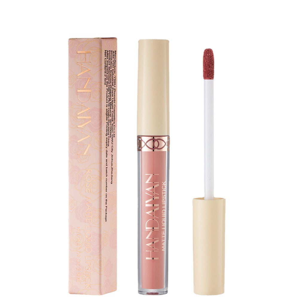 Cross-Border Lip Glaze Matte 12-Color Long-Lasting Non-Fading Lip Gloss Handaiyan Matte Velvet Liquid Lipstick Lip Glaze