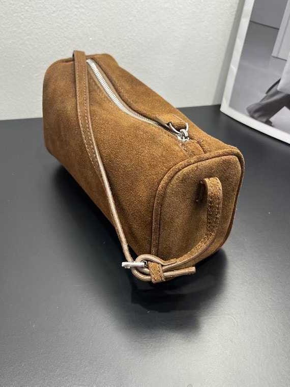 Row Autumn and Winter New Suede Pencil Bag Genuine Leather Cross-Body Bag Women's Retro Pen Holder Bag Fashion Handbag Wholesale