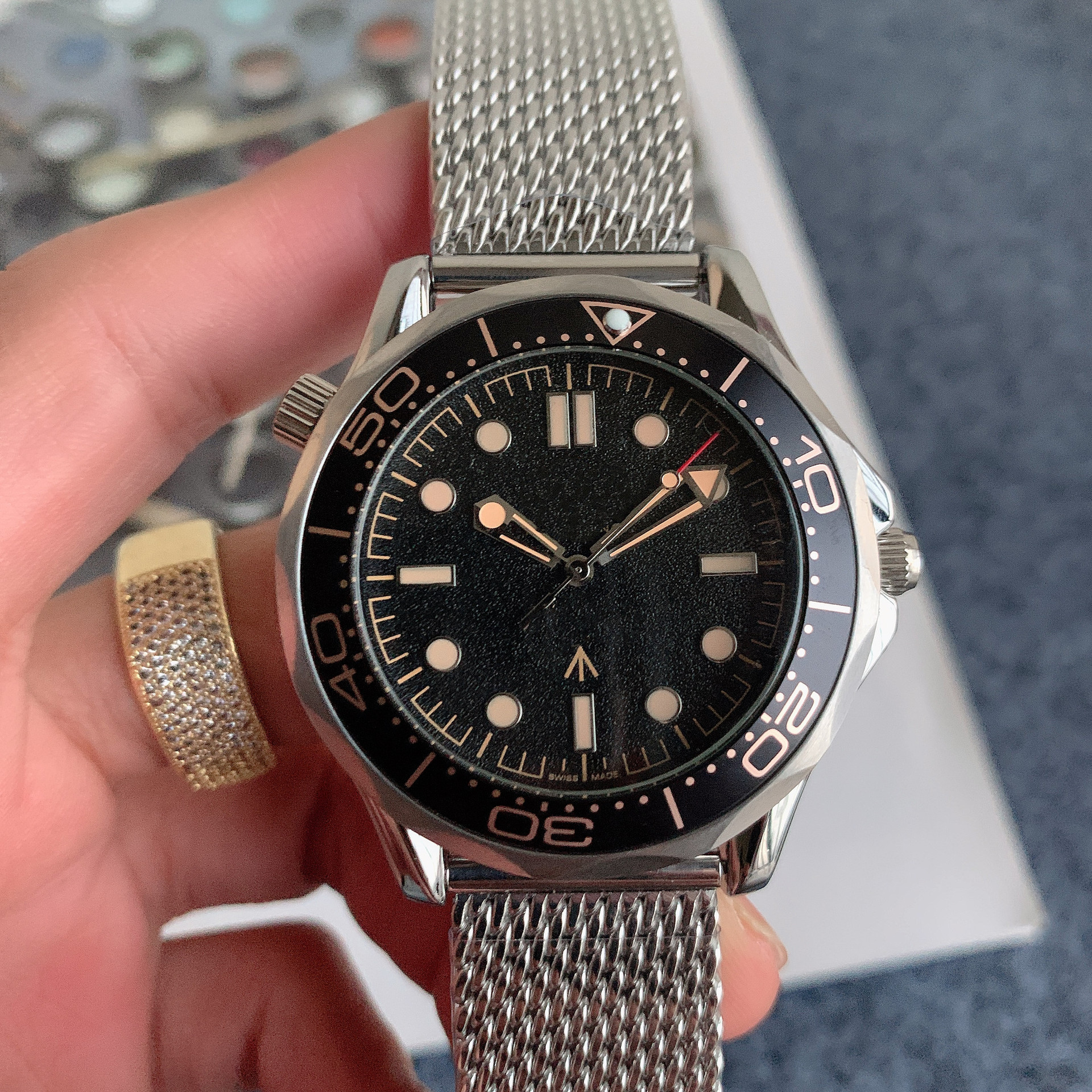 2021 Трансграничная внешняя торговля серия дайвинга европейских морских коньков спортивные мужские бизнес повседневные часы с сетчатым ремешком подарок