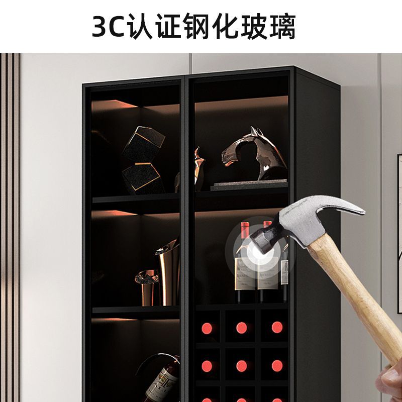 Light Luxury Glass Wine Cabinet, Wall Storage Cabinet, Living Room High-End Sideboard, Household Integrated Side Cabinet Display Cabinet