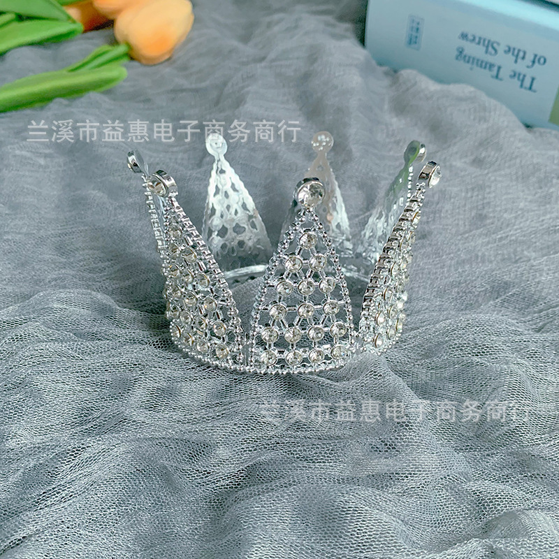 Wholesale Crown Birthday Cake Ornaments Alloy Rhinestone Crown Holiday Wedding Decoration Headwear Crown Jewelry
