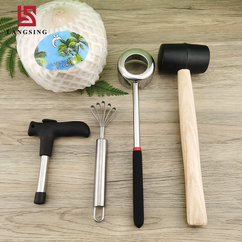Spot Stainless Steel Coconut Opening Machine Coconut Opening Machine Set Coconut Shell Opening Hole Puncher Coconut Meat Shaper Coconut Opening Tool