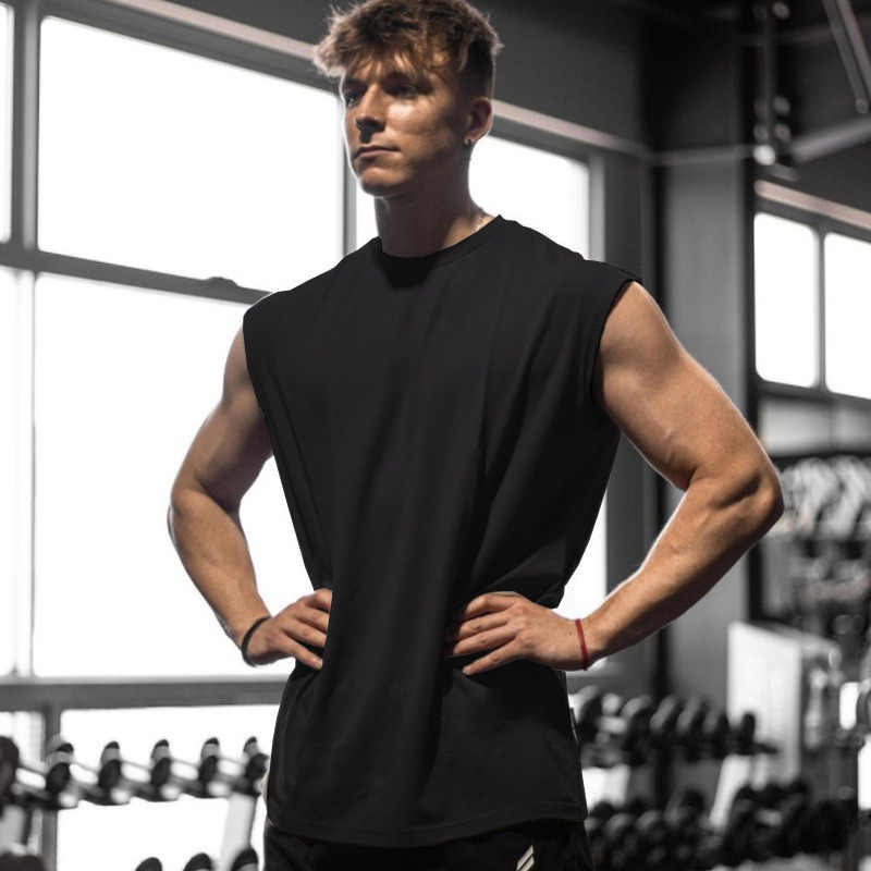 GYM Summer Fitness Sports Vest Men's Breathable Moisture Absorption Loose Training Sleeveless Quick-drying Waistcoat Short-sleeved Fitness Clothes