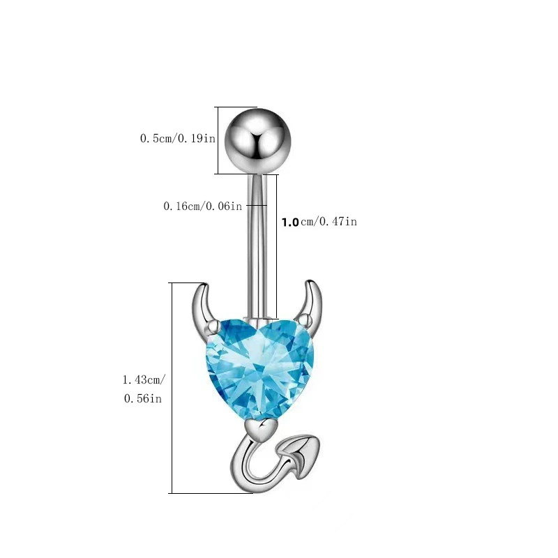 Manufacturer Wholesale New Cross-Border Piercing Jewelry Navel Nail Sexy Little Devil Love Zircon Navel Ring Customization