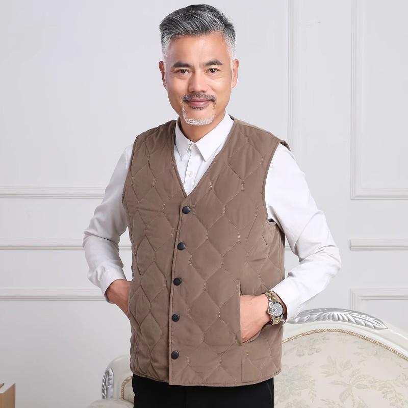 Wool Vest Men's Genuine Leather Autumn and Winter Lamb Wool Vest Thickeneded Fur One-Piece Vest for Middle-Aged and Elderly People