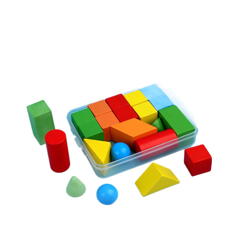 Geometric Solid Figure Geometric Piece Shape Piece Round Piece Wooden Counting Stick Math Teaching Aids Learning Tools Square Wooden Stick