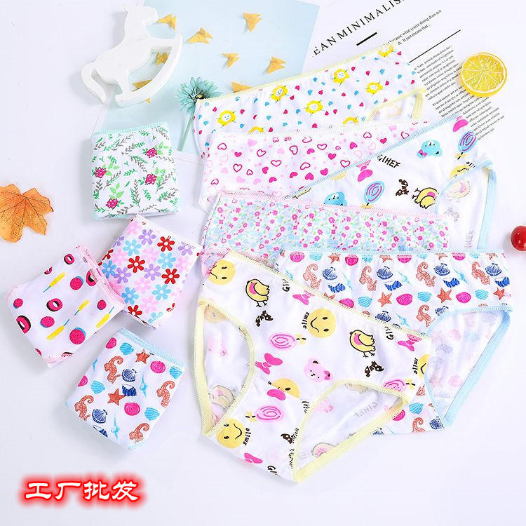 Прямые продажи детского нижнего белья, хлопковые трусы с принтом