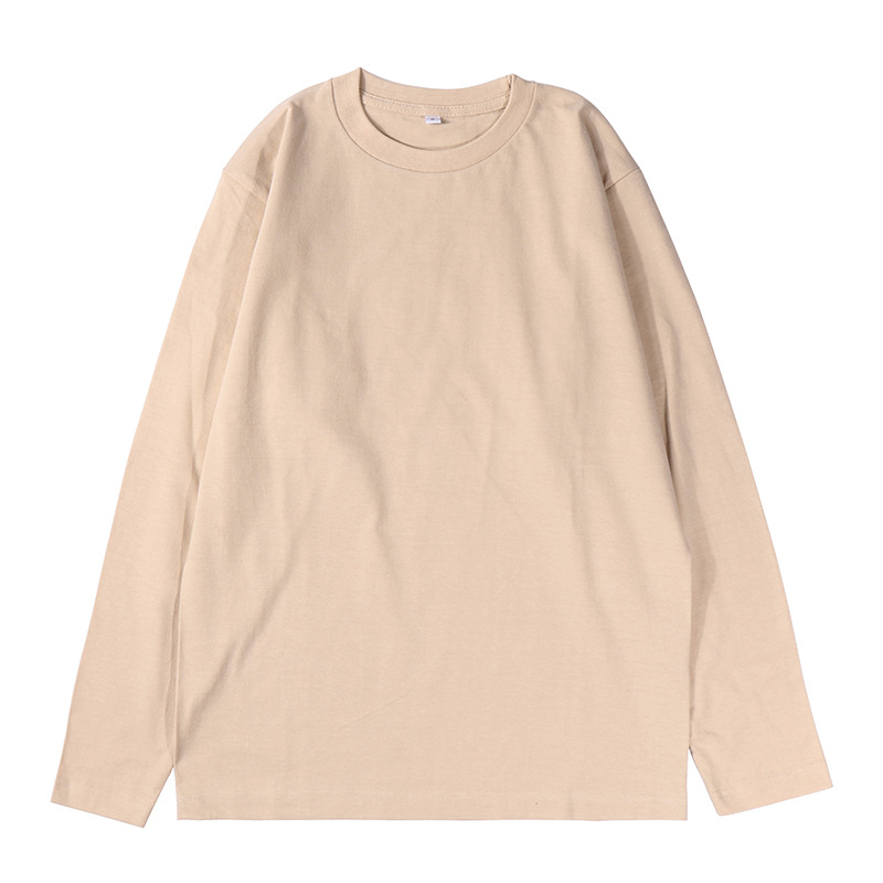 230g heavy white long-sleeved T-shirt couple base shirt round neck cotton stacked inner top loose casual men